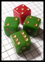 Dice : Dice - 6D Pipped - Green and Red Bakelite Group with White Pips - FA collection buy Dec 2010
